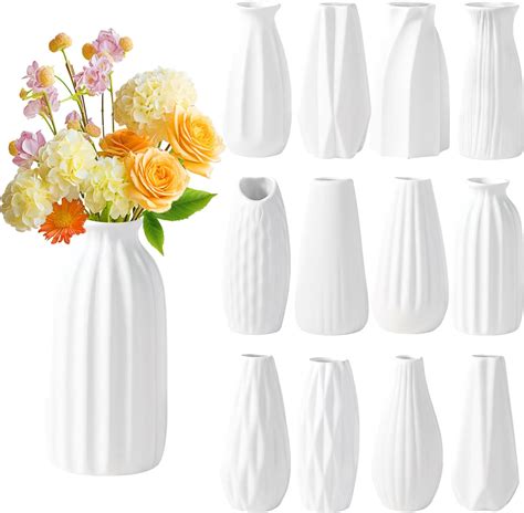 Ceramic Bud Vase Set of 10 - White mini Bud Vases in … - muktibox.com