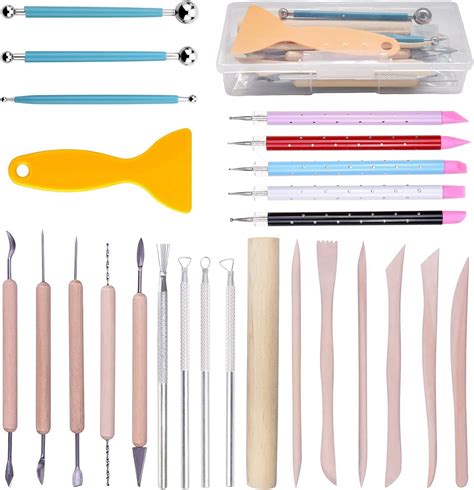 Ceramic Clay Tools Set with Plastic Case Modeling Pottery Sculpting ... - muktibox.com