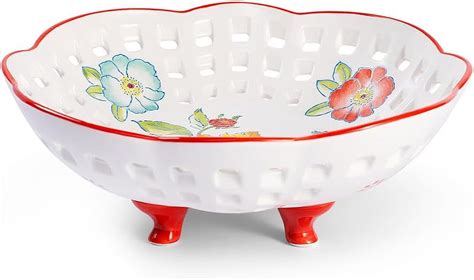 Ceramic Fruit Bowl for Kitchen Counter,Decorative Pedestal Bowl for ... - muktibox.com