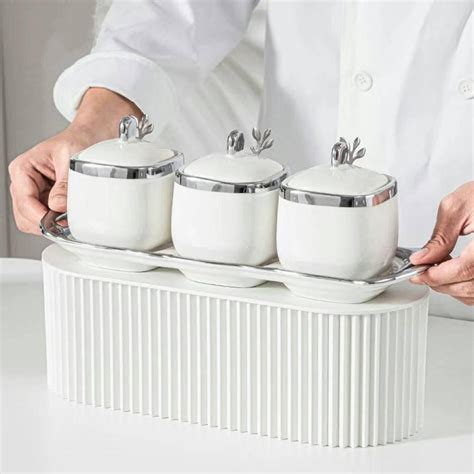 Ceramic Spice & sugar Jars, with Lids Spoons and … - muktibox.com
