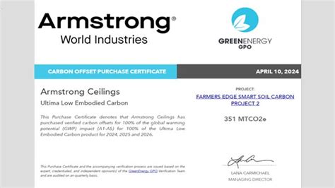 CERTIFICATE - Armstrong Ceiling S