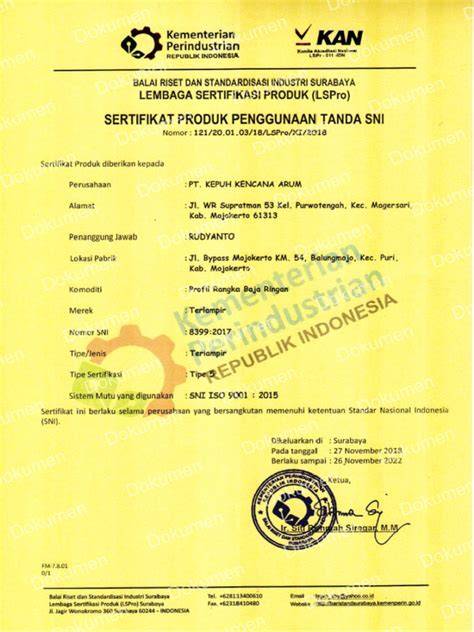 Certification SNI Produk Kayu - MUTU International - raincitystudios.com