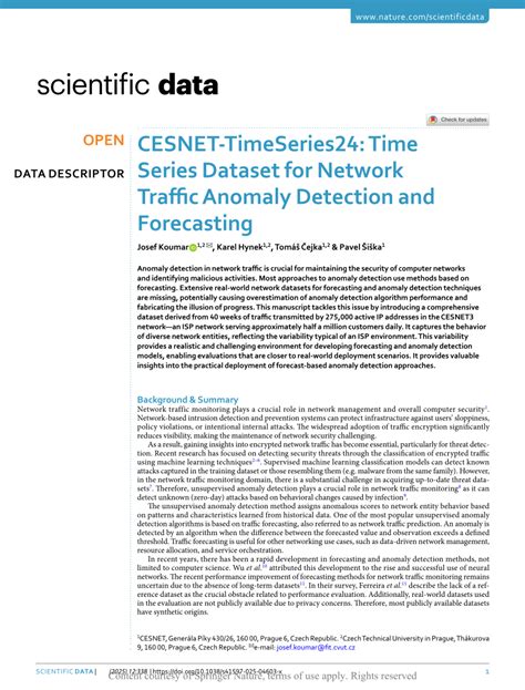 CESNET-TimeSeries24: Time Series Dataset for Network Traffic Anomaly ... - coolestguyplanet.net