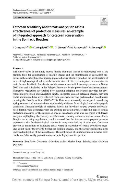 Cetacean sensitivity and threats analysis to assess ... - Springer - raincitystudios.com