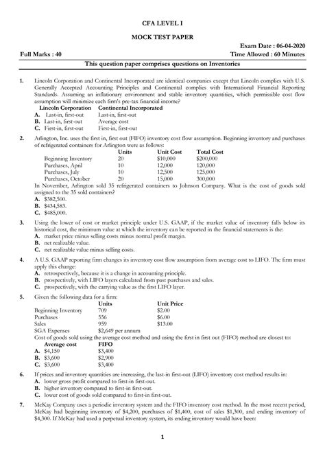 CFA-001 Online Tests