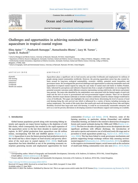 Challenges and opportunities in achieving sustainable mud crab ... - muktibox.com
