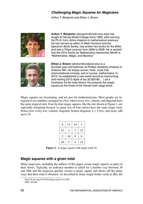 Challenging Magic Squares for Magicians - Harvey Mudd College - wintechmobiles.com