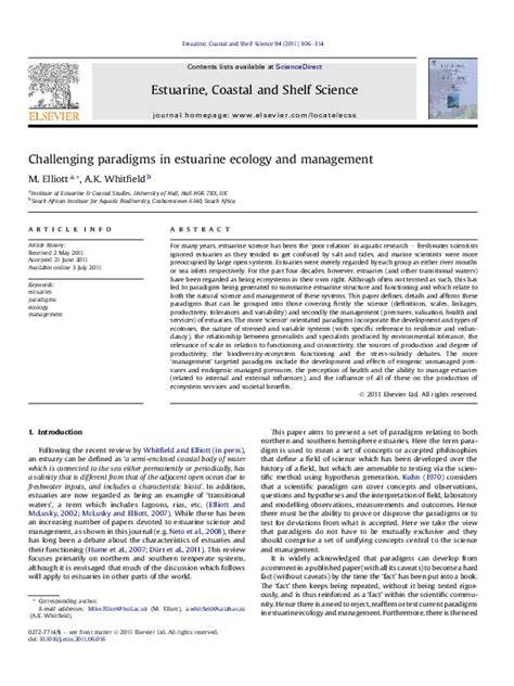 Challenging paradigms in estuarine ecology and management - raincitystudios.com