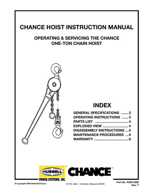 CHANCE HOIST INSTRUCTION MANUAL - hubbellcdn