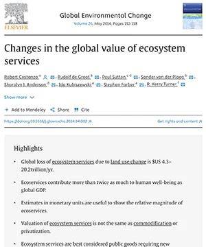 Changes in the global value of ecosystem services - Robert Costanza - raincitystudios.com