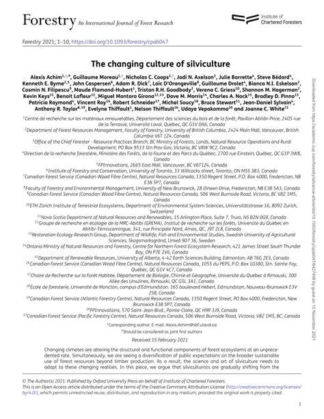 changing culture of silviculture | Forestry: An International Journal ... - raincitystudios.com