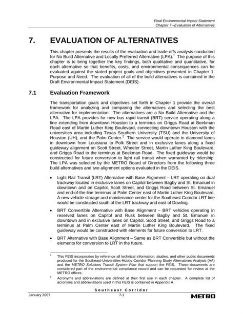 CHAPTER 10: EVALUATION OF ALTERNATIVES - VTA