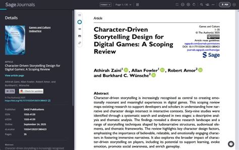Character-Driven Storytelling Design for Digital Games: A Scoping ... - muktibox.com