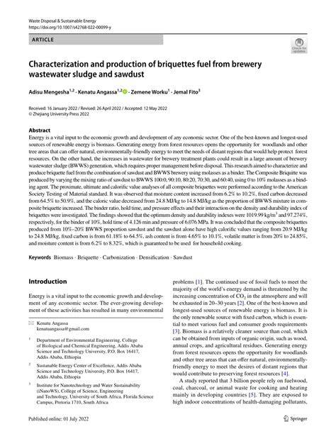 Characterization and production of briquettes fuel from brewery ... - raincitystudios.com