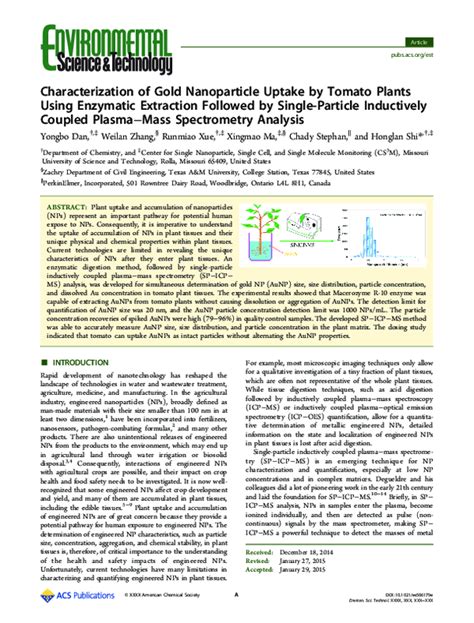 Characterization of Gold Nanoparticle Uptake by Tomato Plants Using ... - wintechmobiles.com