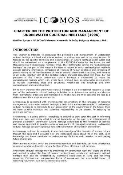 Charter for the Protection and Management of the Underwater - raincitystudios.com