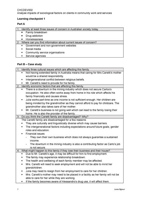 CHCDEV002 Analyse impacts of sociological factors on clients in ...