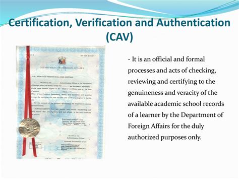 CHED CAV - Certification, Authentication and ... - OWWA …