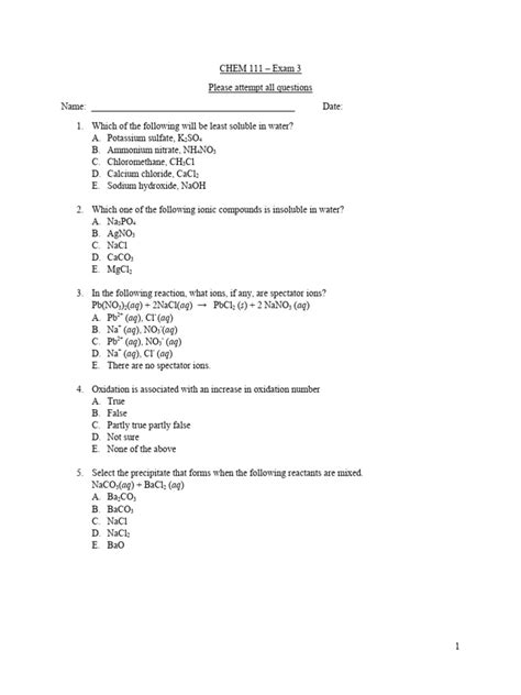 CHEM 111Exam 3 PDF