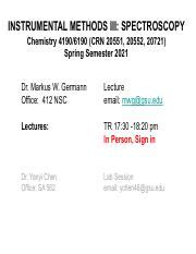 CHEM 4190 : INSTR MTHDS III: SPECTROSCOPY - GSU - Course Hero