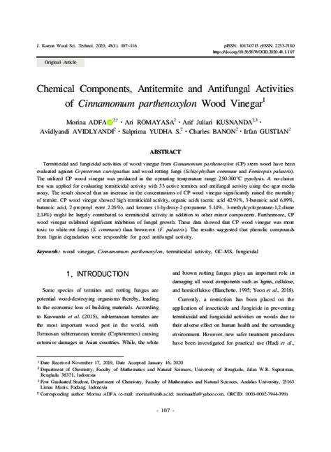 Chemical Components, Antitermite and Antifungal Activities - raincitystudios.com