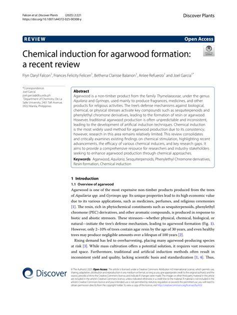 Chemical induction for agarwood formation: a recent review - raincitystudios.com