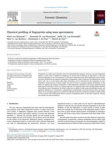Chemical profiling of fingerprints using mass spectrometry - wintechmobiles.com