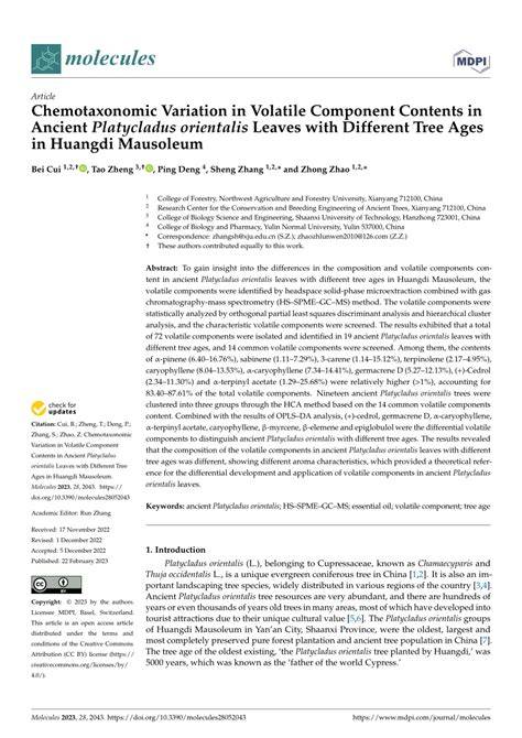 Chemotaxonomic Variation in Volatile Component Contents in Ancient ... - raincitystudios.com