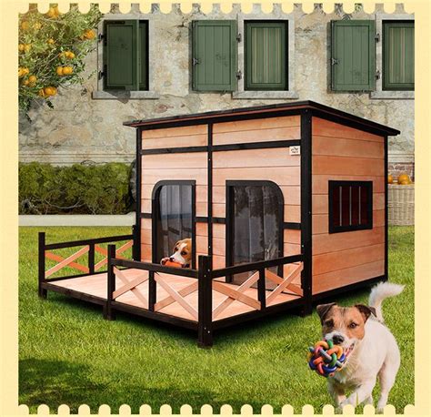 CHIE Wooden Pet House with Roof for Dogs Indoor and Outdoor