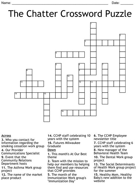 CHITTER Crossword Clue Wordplays.com