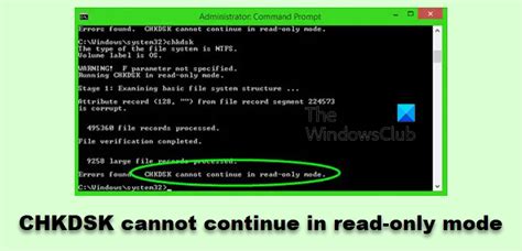 CHKDSK cannot continue in readonly mode ErrorTools