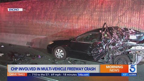 CHP unit involved in violent multi-vehicle crash on 101 Freeway 