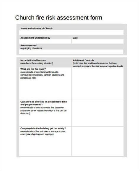 CHURCH FIRE RISK ASSESSMENT FORM