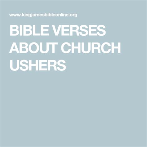 CHURCH USHERS IN THE BIBLE - KING JAMES BIBLE ONLINE