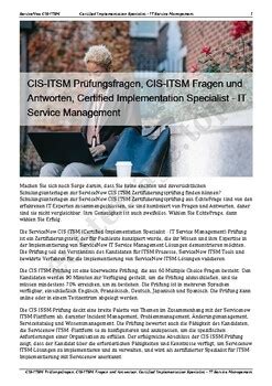 CIS-ITSM Fragen Und Antworten