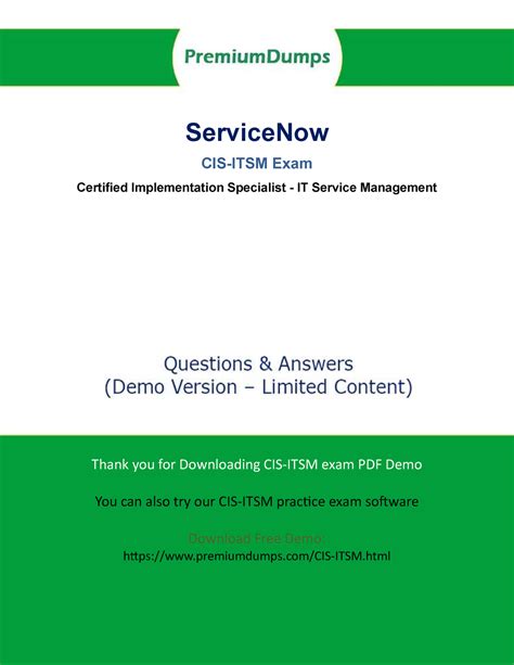 CIS-ITSM PDF Demo