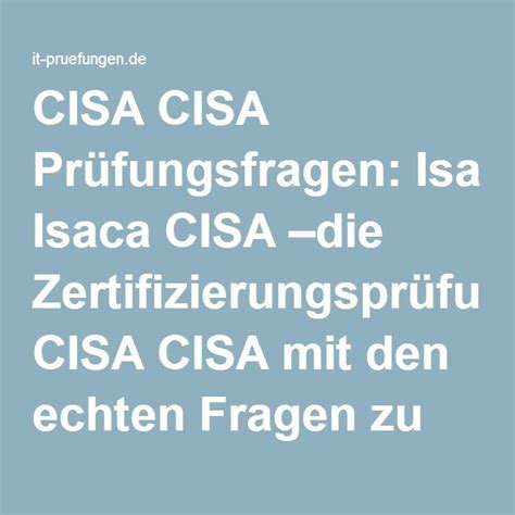 CISA Prüfungsfrage