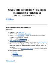 CISC 3115 EWQ6 Defining Java Class