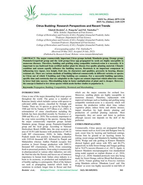 Citrus Budding: Research Perspectives and Recent … - raincitystudios.com