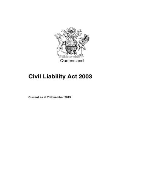 CIVIL LIABILITY ACT 2003 - As at 5 March 2024 - Act 16 of 2003