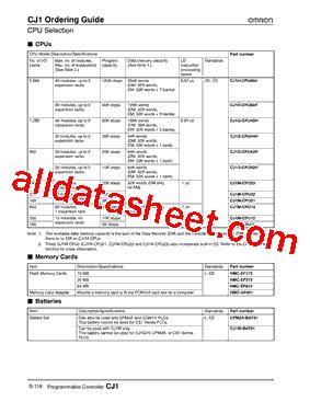 CJ1W-BAT01 datasheet & application notes - Datasheet Archive