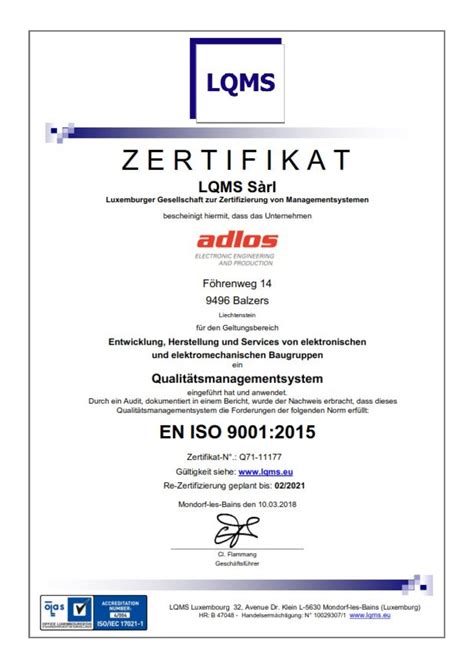 CLA-11-03 Zertifizierung