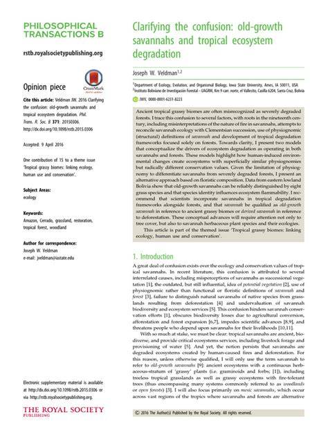 Clarifying the confusion: old-growth savannahs and tropical ecosystem ... - raincitystudios.com