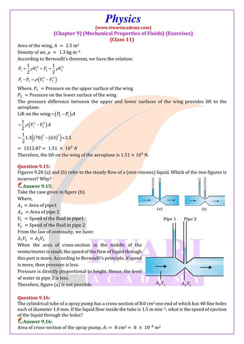 Class 11 Physics Mechanical Properties of Fluids Notes: Bernoulli ... - wintechmobiles.com