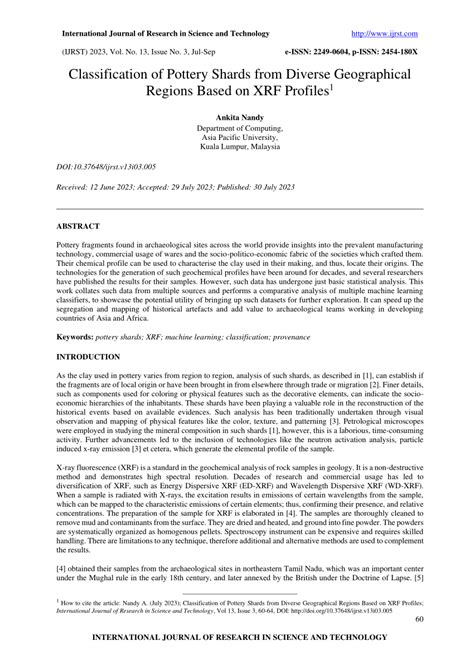 Classification of Pottery Shards from Diverse Geographical Regions ... - wintechmobiles.com