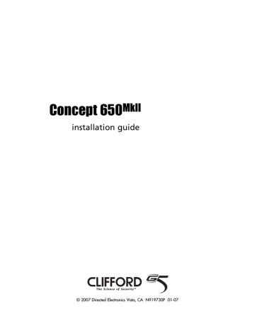 CLIFFORD CONCEPT 650MKII INSTALLATION MANUAL …