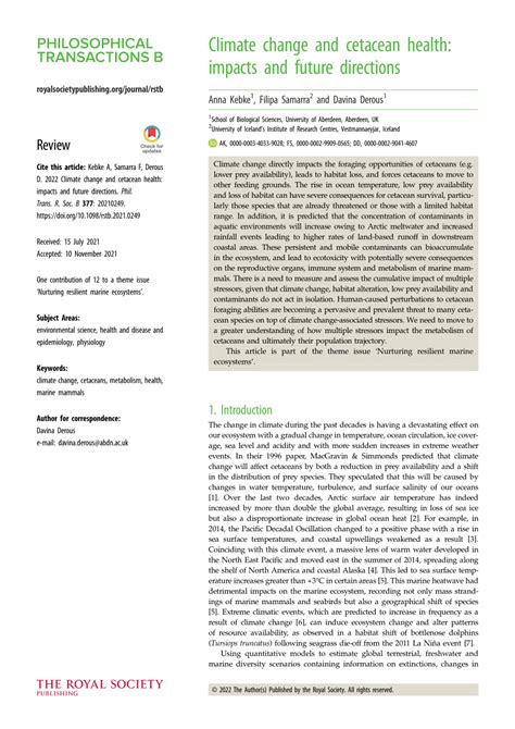 Climate change and cetacean health: impacts and future directions - raincitystudios.com