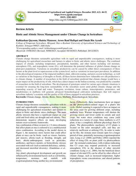 Climate Change Impacts on Sericulture: Evidence from Mulberry ... - raincitystudios.com