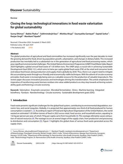 Closing the loop: technological innovations in food waste ... - Springer - raincitystudios.com