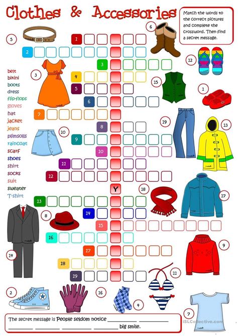 CLOTHES CROSSWORD